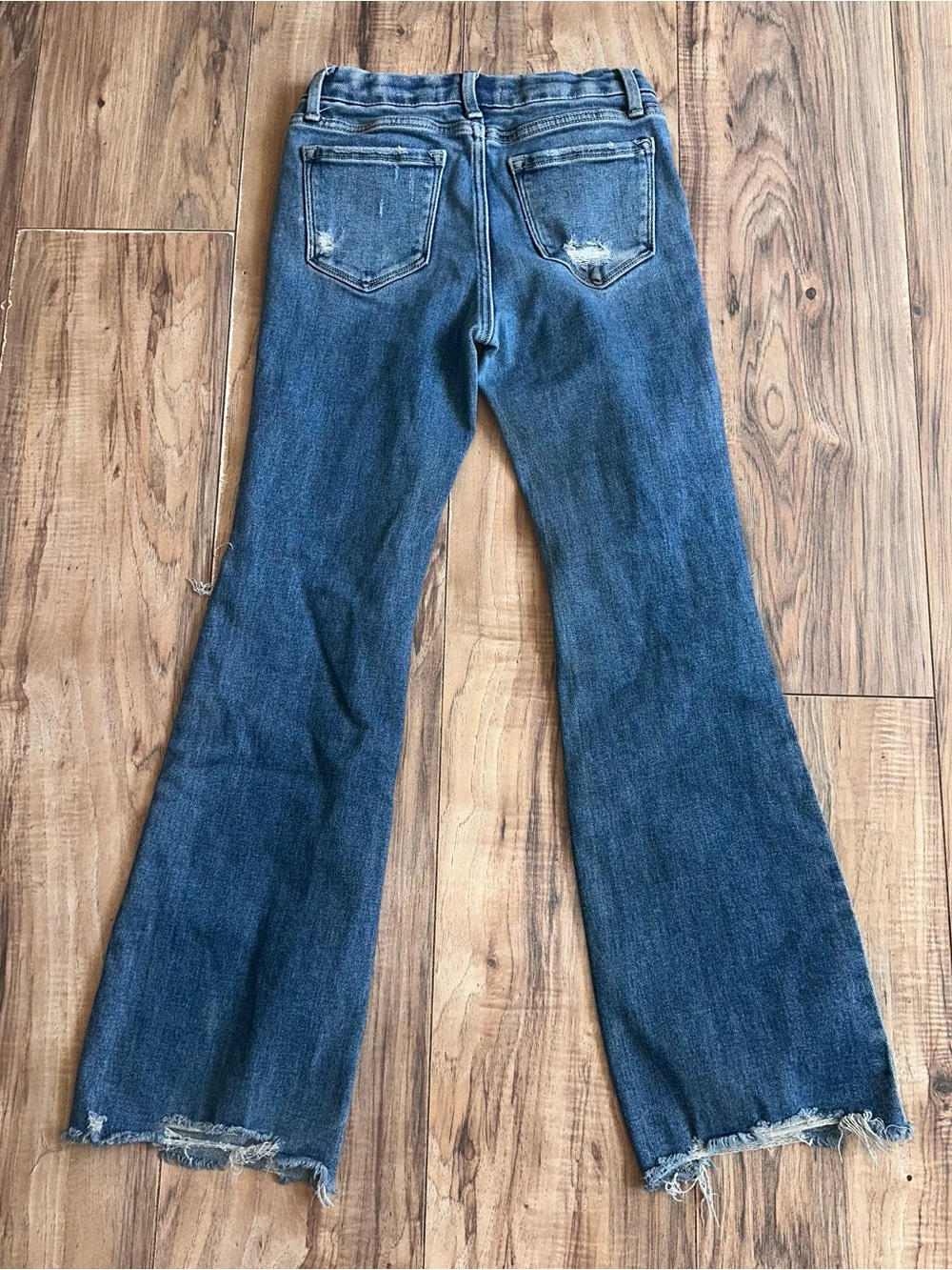 Flying Monkey Youth Mid Rise Distressed Bootcut Raw Hem Jeans